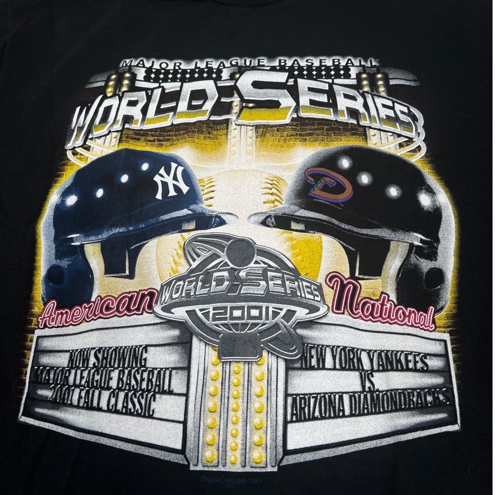 Delta Pro Weight T Shirt Men L Black 2001 World Series Yankees Diamondbacks - Picture 3 of 5